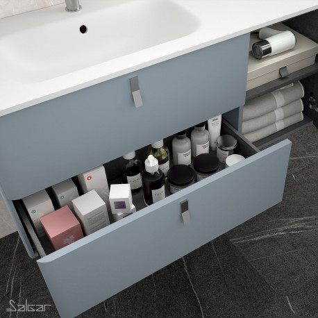 Meuble de salle de bain UNIIQ 900 BLUE FOG droite 1 porte et 2 tiroirs  - 83115 SALGAR 8
