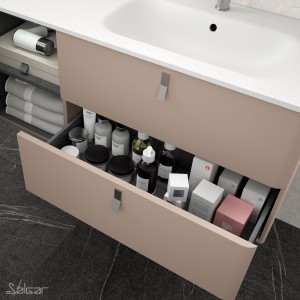 Meuble de salle de bain suspendu UNIIQ 1200 MACCHIATO gauche 1 porte et 2 tiroirs  - SALGAR 83101 