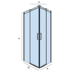 Paroi de douche HELSINKI d’angle 2P et 2F Paillettes Transparentes 675 x 1175 x 1950 mm - SALGAR 22461 