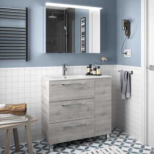 Vasque IBERIA 855 coquette à droite EN PORCELAINE BLANCHE 855 x 20 x 460 mm - SALGAR 21090 