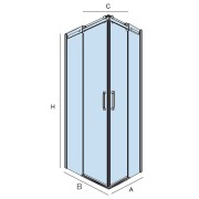 Paroi de douche HELSINKI d’angle 2P et 2F Paillettes Transparentes 775 x 1175 x 1950 mm - SALGAR 22462 