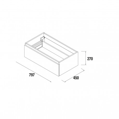 Module salle de bain SPIRIT 800 1 tiroir métallique CHÊNE NATUREL 797 x 270 x 450 mm - SALGAR 22792 