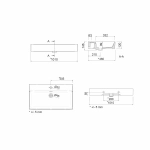 Plan vasque VENETO 1010 en porcelaine blanche - SALGAR 23397 
