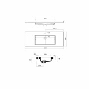 Vasque TOSCANA 1205 un vasqueCHARGE MINÉRAL BLANC 1205 x 50 x 460 mm - SALGAR 23396 