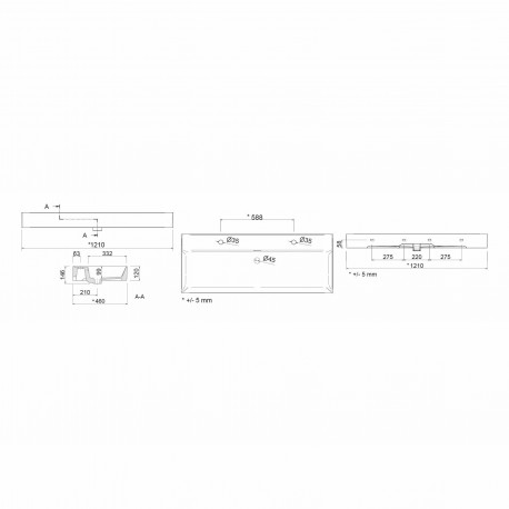 Plan vasque VENETO 1210 en porcelaine blanche - SALGAR 23399 