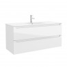 Meuble de salle de bain MONTERREY 1200 2 tiroirs métalliques BLANC BRILLANT 1197 x 540 x 450 mm - SALGAR 26684 