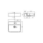 Vasque à poser TENTO 500 EN PORCELAINE BLANCHE 500 x 420 x 130 mm - SALGAR 24552 