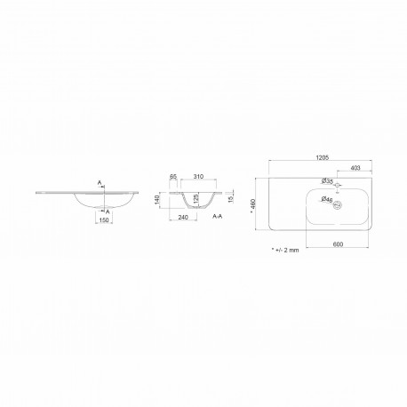 Vasque 1205 Gauche Mineralsolid Mat UNIIQ - SALGAR 24546 
