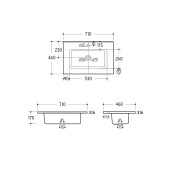 Vasque CONSTANZA 710 EN PORCELAINE BLANCHE 710 x 16 x 460 mm - SALGAR 26782 