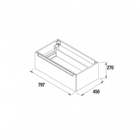 Module salle de bain MONTERREY 800 1 tiroir métallique BLANC BRILLANT 797 x 270 x 450 mm - SALGAR 26666 
