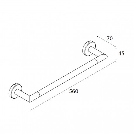 Barre 50 LISSY BLACK 560 x 45 x 70 mm - SALGAR 82205 