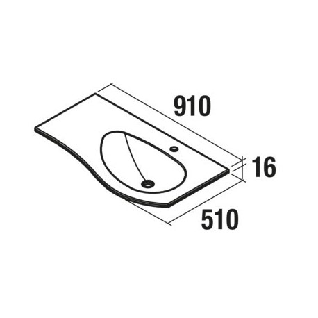 Plan vasque arrondi Gauche Charge Minérale Blanc Mat - MAM - SALGAR - 83946 