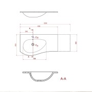 Plan vasque MAM 900 coquette à droite solid surface 910 x 12 x 510 mm - SALGAR 87596 