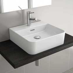 Vasque à poser TENTO 500 EN PORCELAINE BLANCHE 500 x 420 x 130 mm - SALGAR 24552 