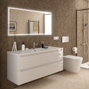 Meuble de salle de bain 1200mm 2 tiroirs Blanc Brillant MONTERREY - SALGAR 26684