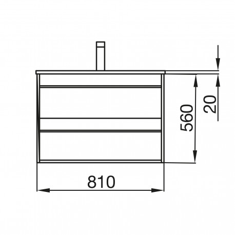 Ensemble meuble de salle de bain 80cm 2 tiroirs Chêne Ostippo et Vasque porcelaine ATTILA - Salgar 84945 