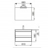 Ensemble meuble de salle de bain 800mm 2 tiroirs Chêne Ostippo avec Vasque porcelaine, Miroir et Applique ATTILA- SALGAR 84944 
