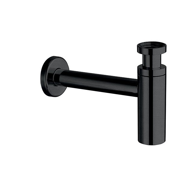 SIPHON LAVABO DROIT LUXE LAITON DESIGN 35 cm CHROME NOIR BROSSE - CRISTINA ONDYNA MS3475