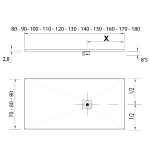 Receveur de douche RIOJA ANTHRACITE 800 x 1200 mm - SALGAR 23582 