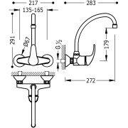 Mitigeur évier mural   - TRES 172418 