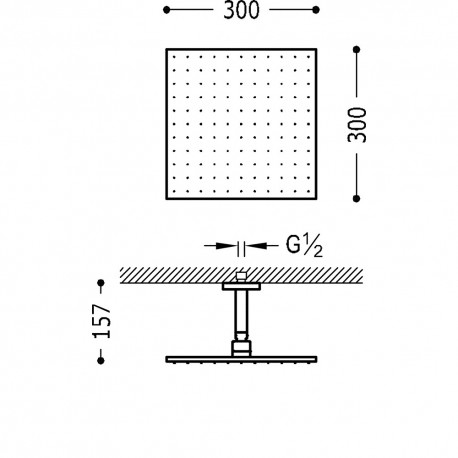 Bras de douche plafond avec pommeau anticalcaire   - TRES 03483102 