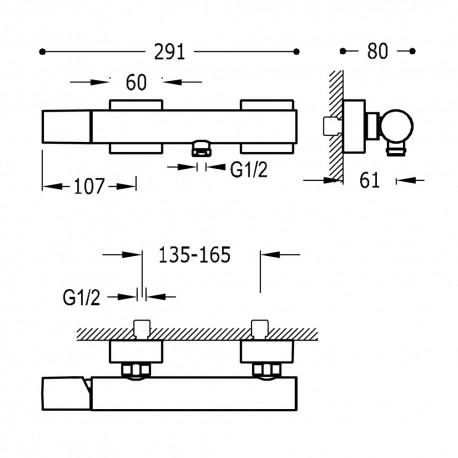 Mitigeur douche Noir métallisé brossé - TRES 21116701KMB 