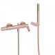 Mitigeur bain Douchette à main anticalcaire avec support orientable OR ROSE - TRES 26117001OP