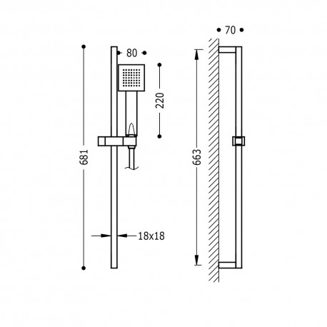 Kit barre‑douche coulissante Chromé - TRES 134512 