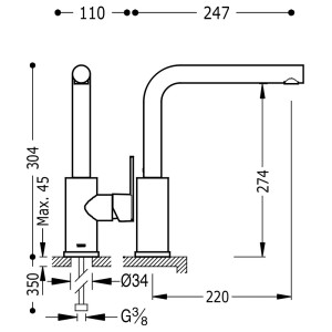 Mitigeur évier de cuisine Chromé  - TRES 181436 