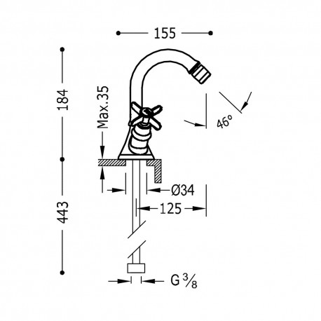 Mélangeur bidet OR Tres-Clasic - TRES 24212201OR 