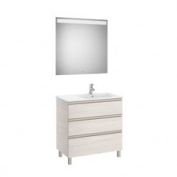 The Gap Pack 3T Lav Dte 800Mm (Unik+Miroir) Blanc Brillant - ROCA A851521806 