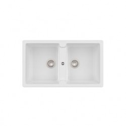 Bergen 85 2C Evier 2 Cuves Quarzex Blanc - ROCA A880210020 