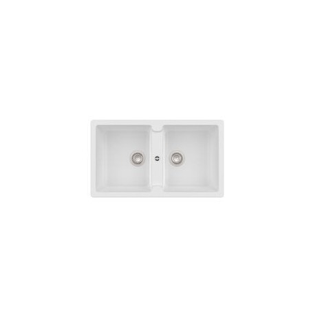 Bergen 85 2C Evier 2 Cuves Quarzex Blanc - ROCA A880210020 