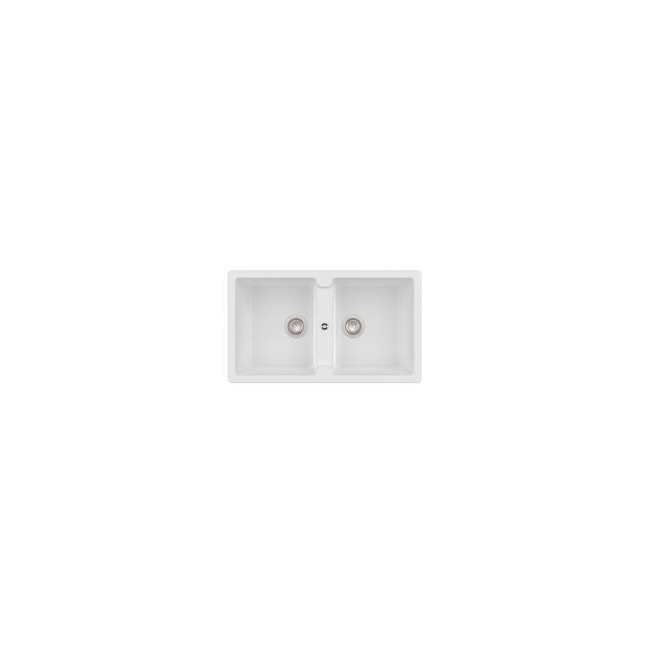 Bergen 85 2C Evier 2 Cuves Quarzex Blanc - ROCA A880210020 