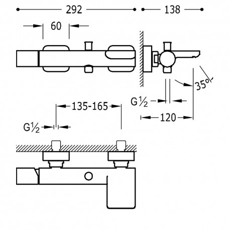 Mitigeur bain avec cascade. Douchette à main anticalcaire avec support orientable. Flexible. - TRES 20017001BM 