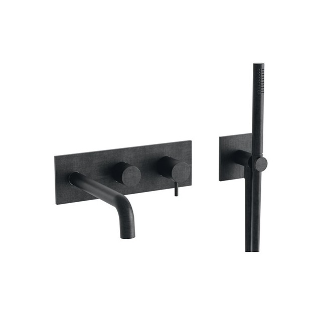 Facade bain douche mural 2 sorties Chromé Noir Brossé TRIVERDE - CRISTINA ONDYNA TV10275