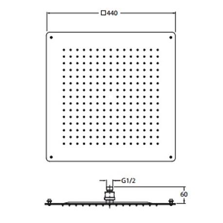 Plafond de pluie format carré 44 cm Hydrotherapie - CRISTINA ONDYNA PD36351