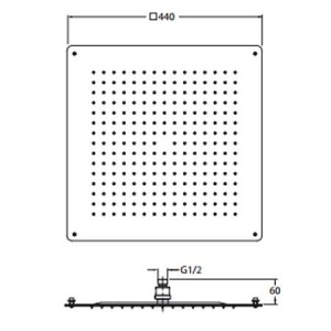 Plafond de pluie format carré 44 cm Hydrotherapie - CRISTINA ONDYNA PD36351