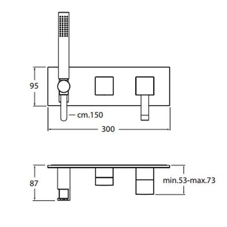 Mitigeur façade externe pour douche murale 3 sorties QUADRI HYDROTHERAPIE - CRISTINA ONDYNA QM61051