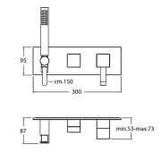 Mitigeur façade externe pour douche murale 3 sorties QUADRI HYDROTHERAPIE - CRISTINA ONDYNA QM61051