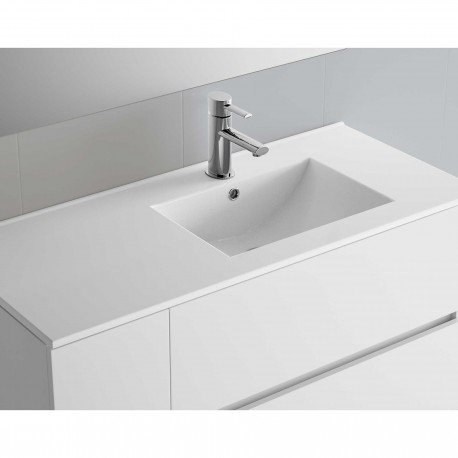Vasque IBERIA 855 coquette à gauche EN PORCELAINE BLANCHE 855 x 20 x 460 mm - SALGAR 21091 