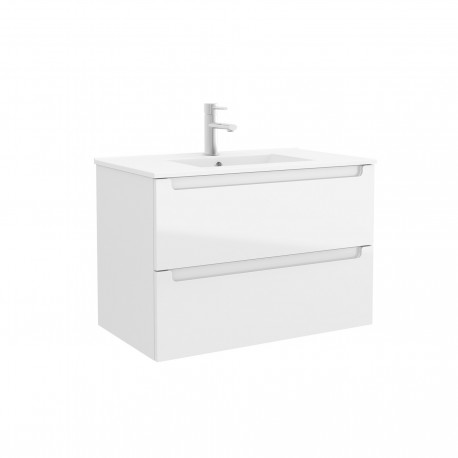 Meuble de salle de bain 80cm 2 tiroirs Blanc Brillant MONTERREY - SALGAR 26678 