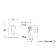 Mitigeur douche encastré Chromé OPEN - CRISTINA ONDYNA OP64951