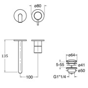 Mitigeur mural pour lavabo 2 Trous Bec 135 Mm Black Matt TRIVERDE - CRISTINA ONDYNA TV25313