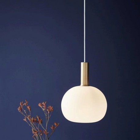 Suspension ALTON 25 Métal-Verre Blanc et Laiton E27 - Nordlux 47313001