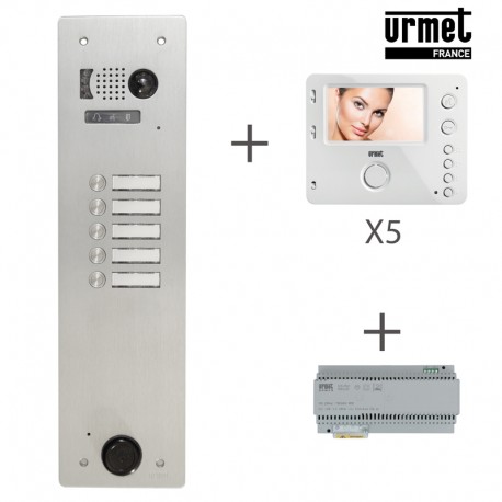 Kit video alu 1r 5 bp 2 voice programmé - URMET KV83/105 