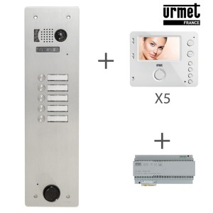 Kit video alu 1r 5 bp 2 voice programmé - URMET KV83/105 