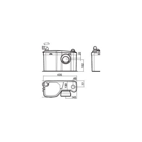 Broyeur et pompe adaptable WC et lavabo 2 entrées - WATERMATIC W12