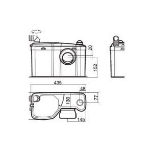 Broyeur et pompe adaptable WC et lavabo 2 entrées - WATERMATIC W12