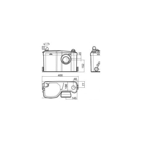 Broyeur pour toute la salle de bain adaptable WC et lavabo 2 entrées - WATERMATIC W12Pro
